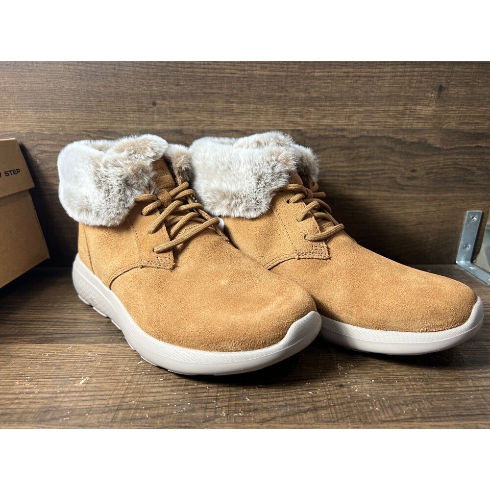 Skechers On-the-GO City 2 Winter Wishes Suede Ankle Boots Chestnut 6.5W New